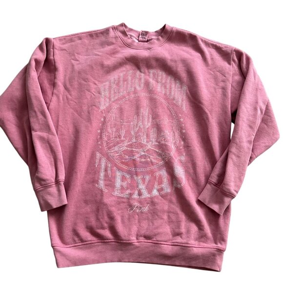 PINK Victoria's Secret Hello from Texas Oversized Sweatshirt Size Medium - Picture 6 of 8